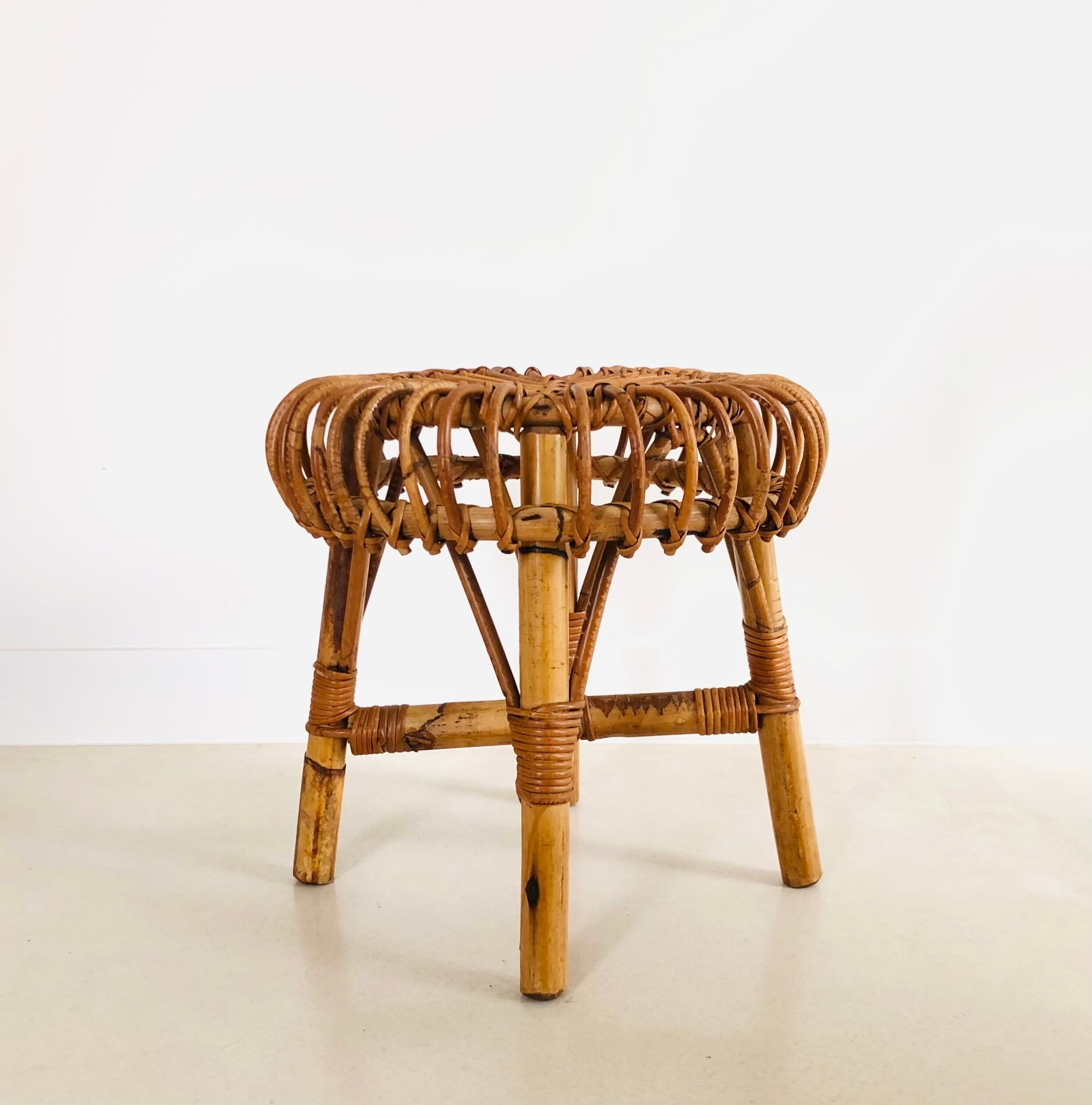 Rattan stool by Franco Albini for Vittorio Bonacina, Italy 60s