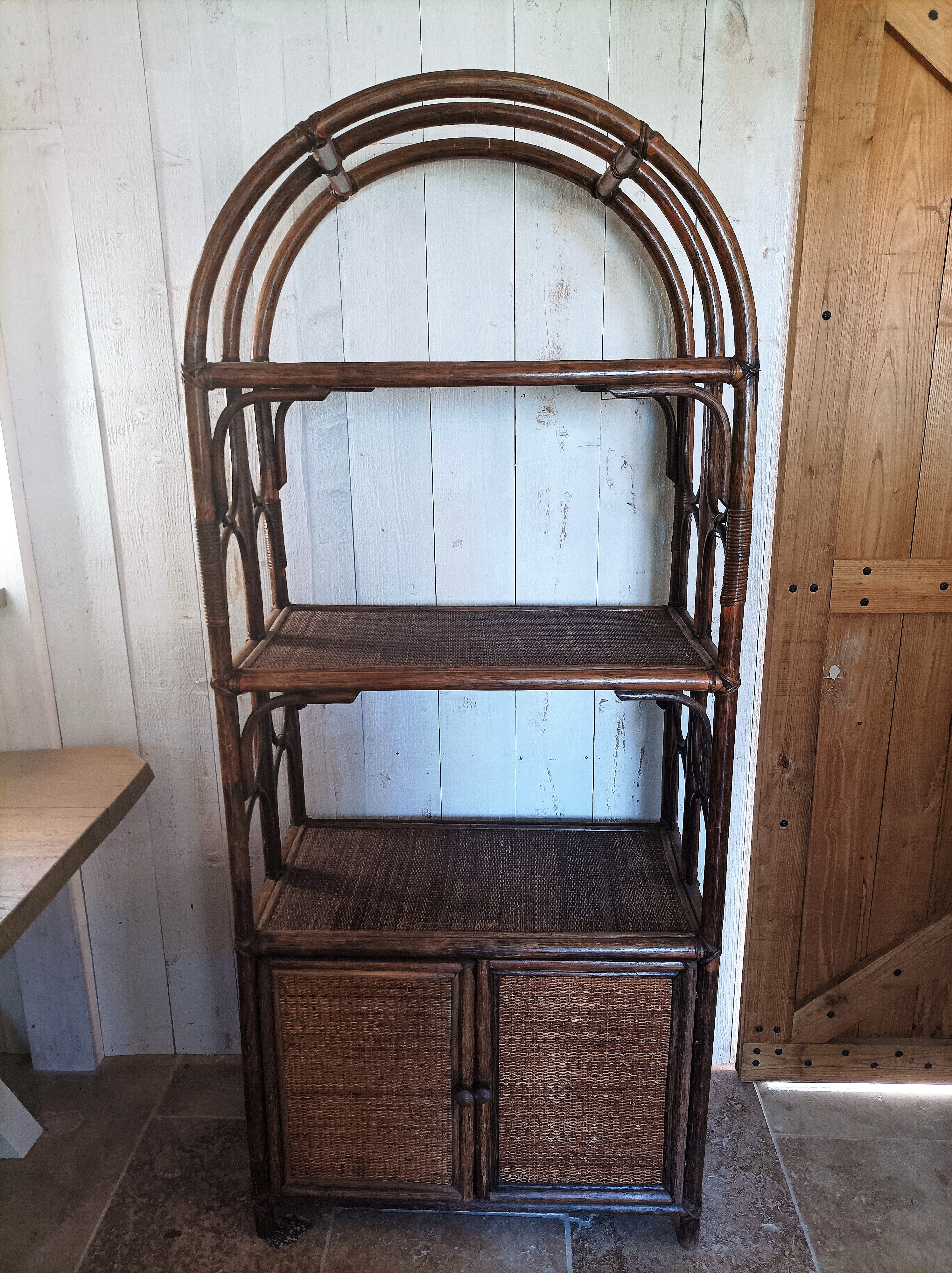 Vintage rattan bookcase