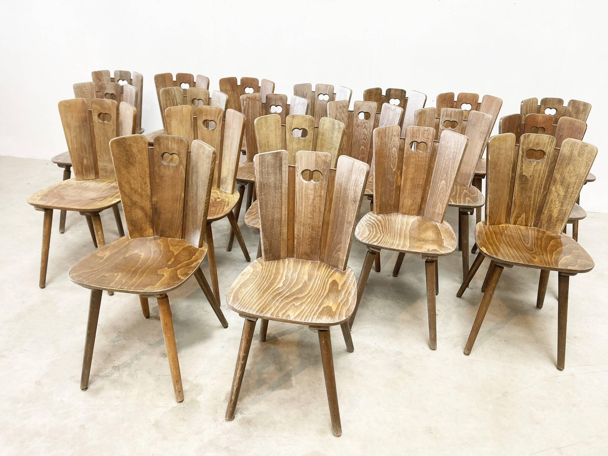 Xl lot of brutalist dining chairs