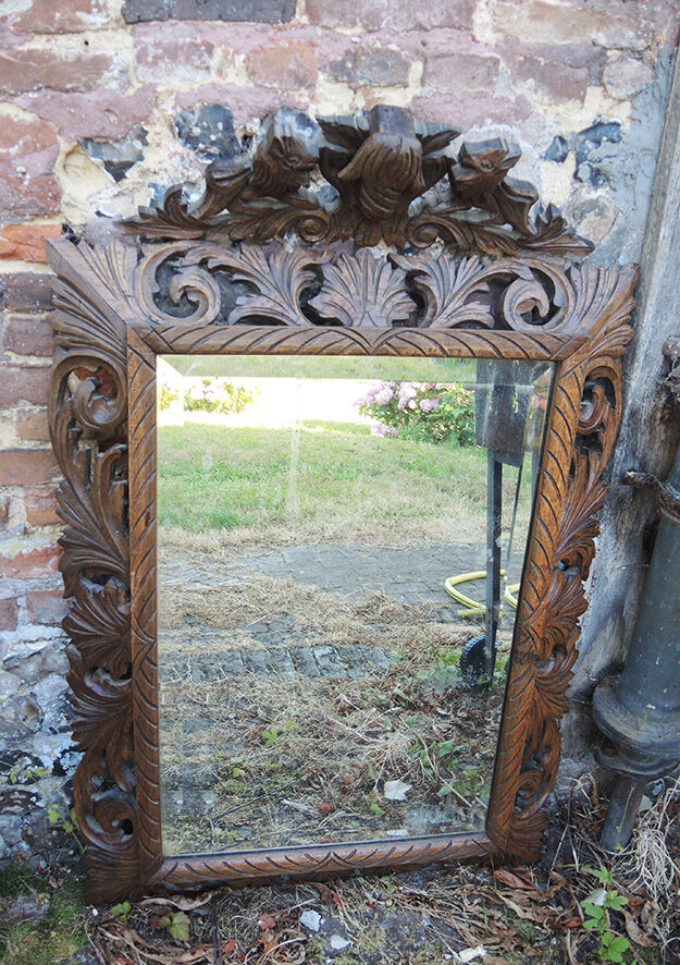 Mirror wooden carved lions 77x107cm