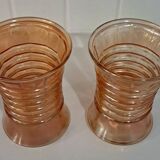 Pair of vases in iridescent orange glass. 1950s