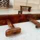 Old wall-mounted coat rack from a stable, folk art.