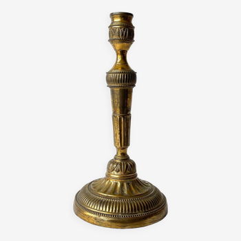 Candlestick - Gilt Bronze, With Rocaille Decor In High Relief