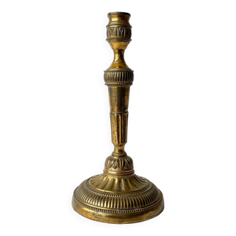 Candlestick - Gilt Bronze, With Rocaille Decor In High Relief