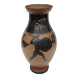 Reproduction of a Greek Attic-style black-figure vase depicting warriors