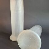 Beautiful Pair of Cylindrical Vases in Art Nouveau Satin Blown Glass
