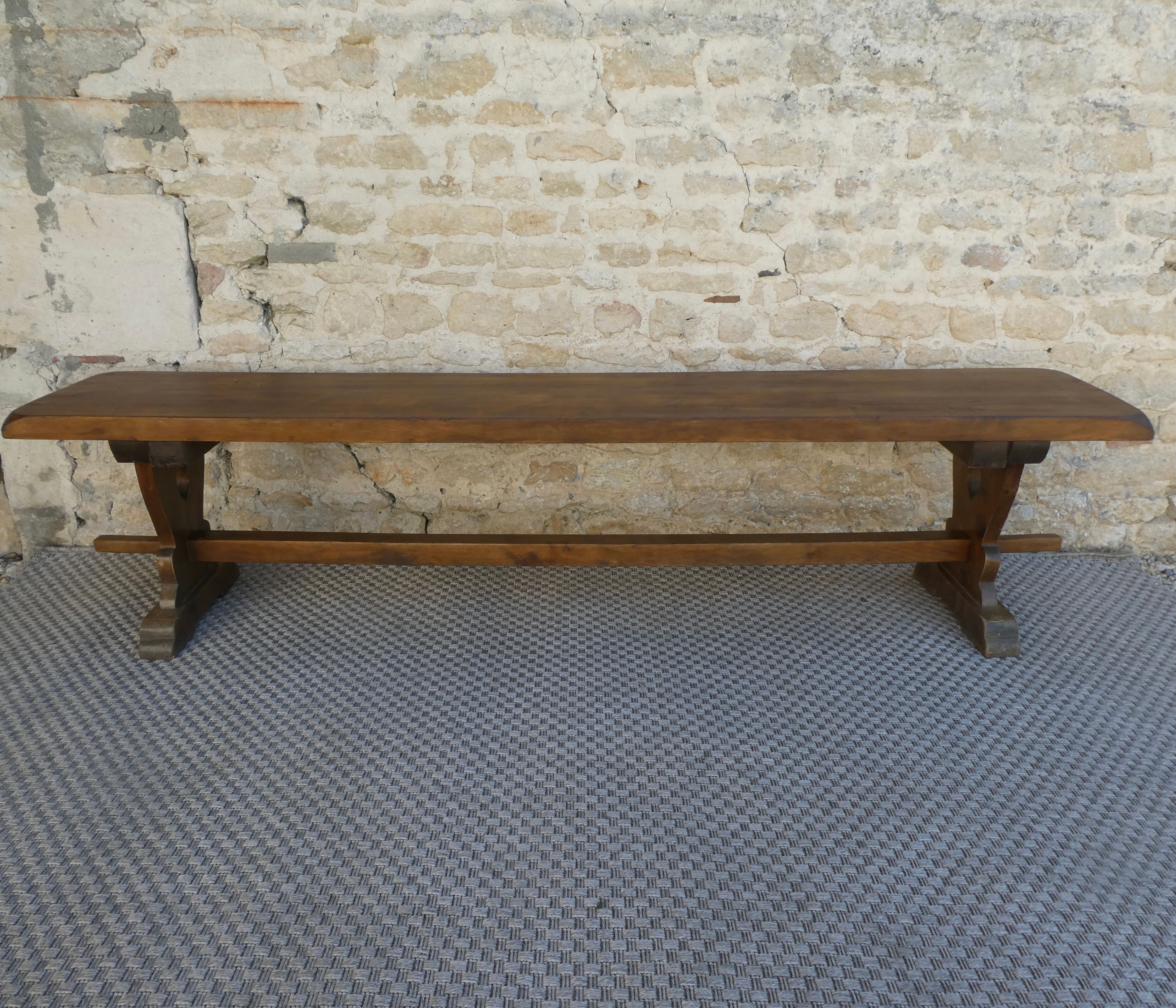 Old monastery bench in solid wood, length 180 cm