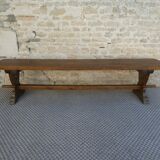 Old monastery bench in solid wood, length 180 cm