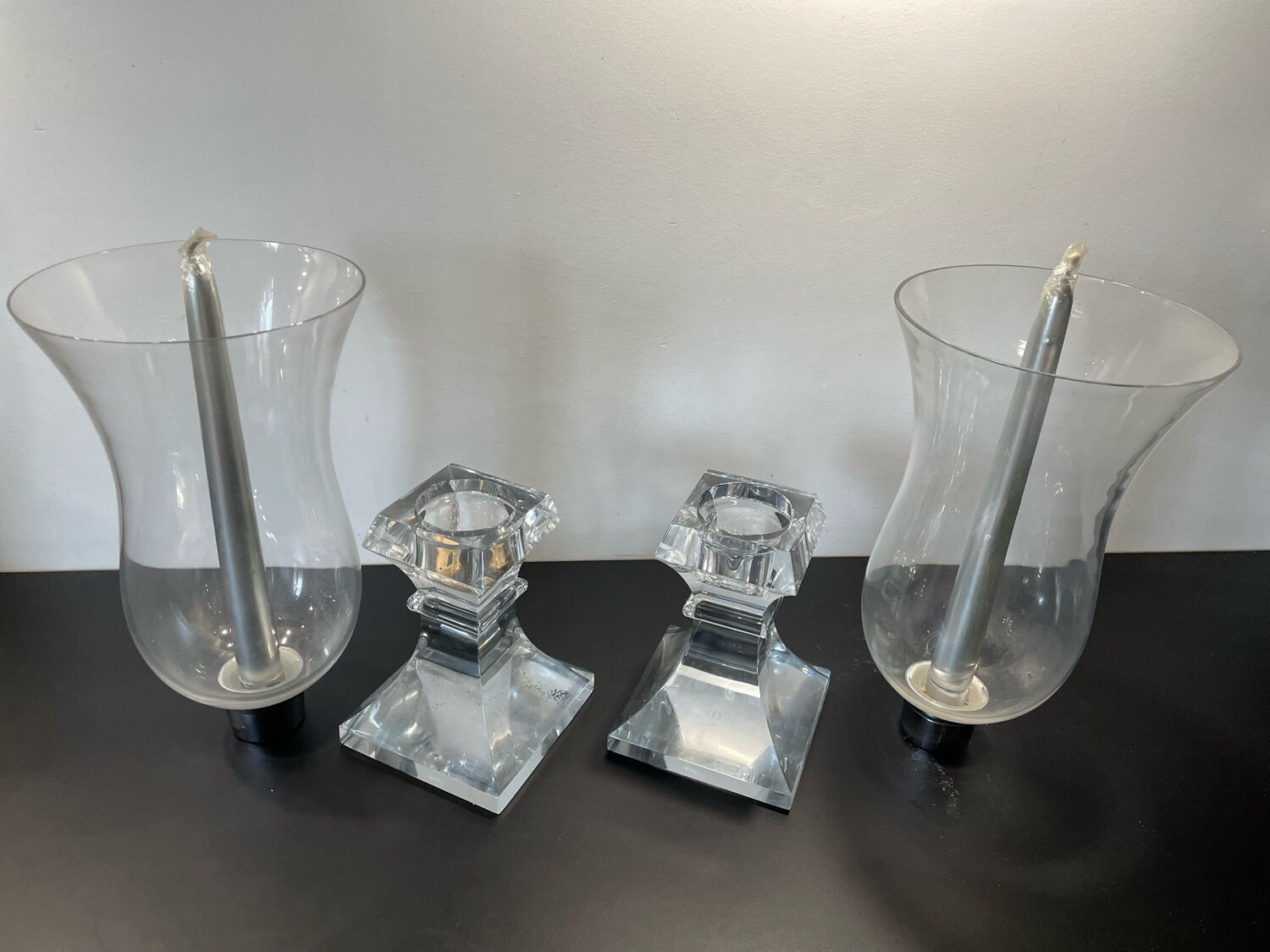 Paire de bougeoirs cristal de sèvres