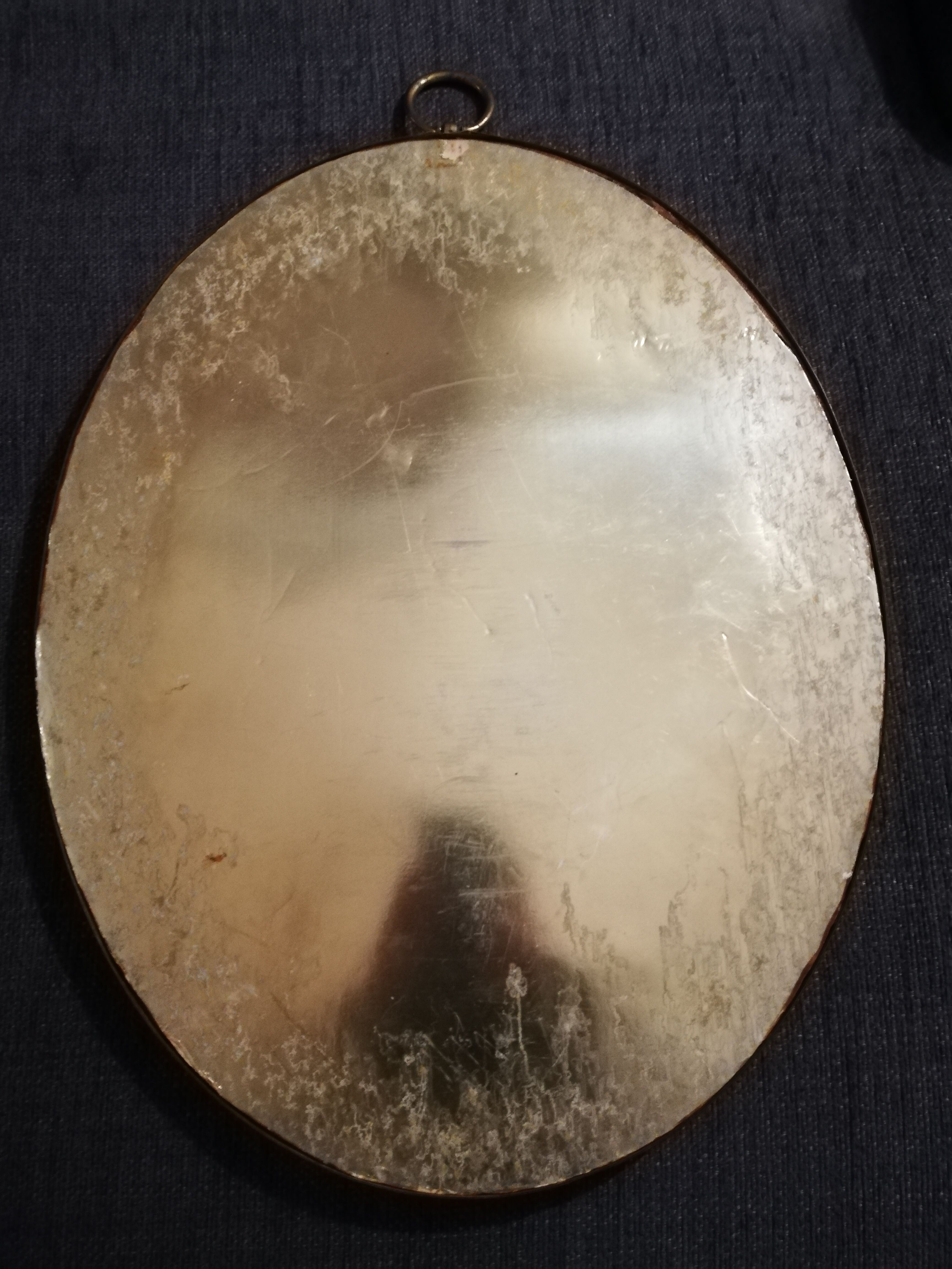 Oval mirror margin velvet flocking red vintage