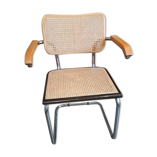 Fauteuil Breuer structure tube chromée cannage 1980 italy