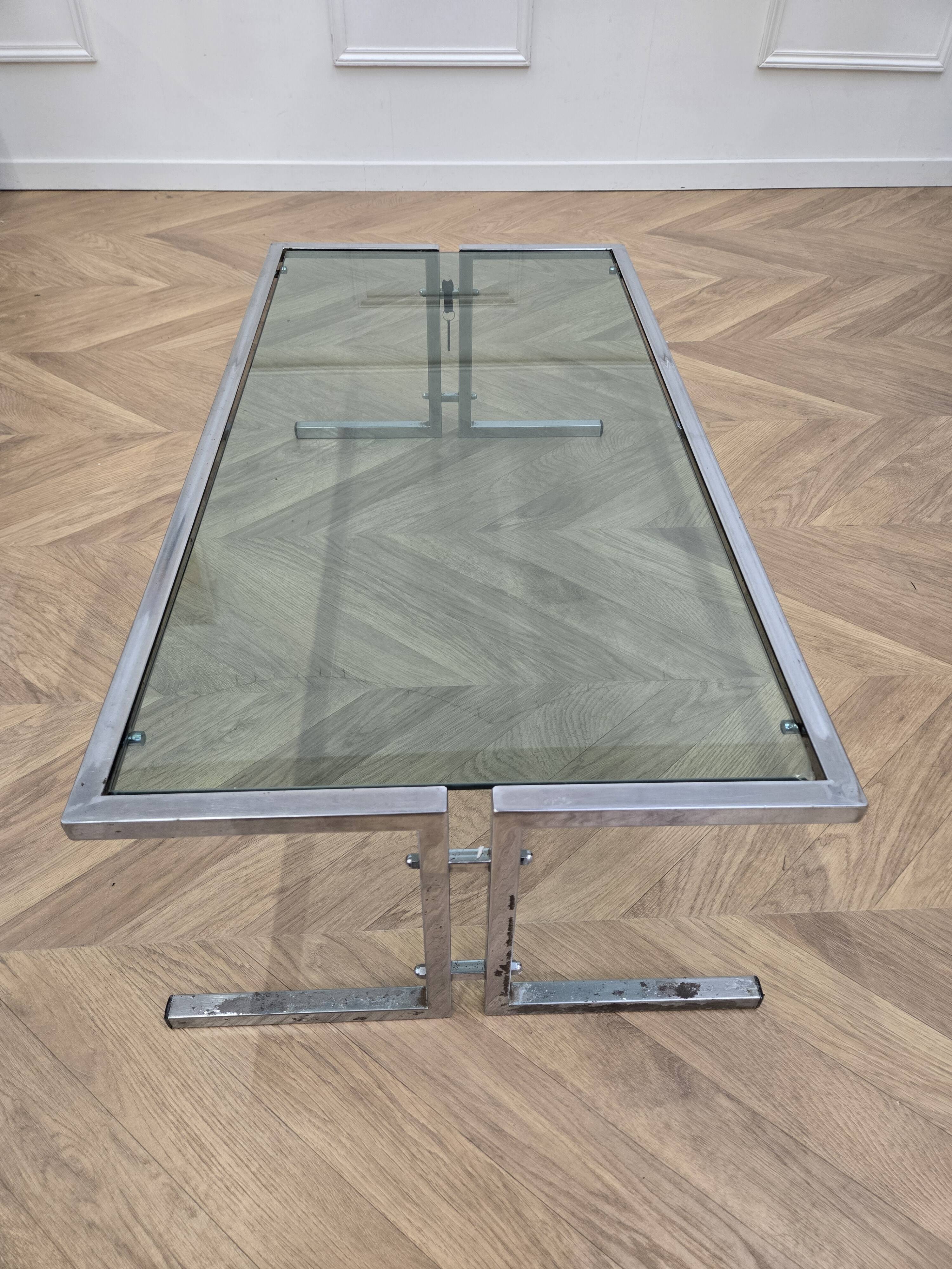 70s chrome coffee table