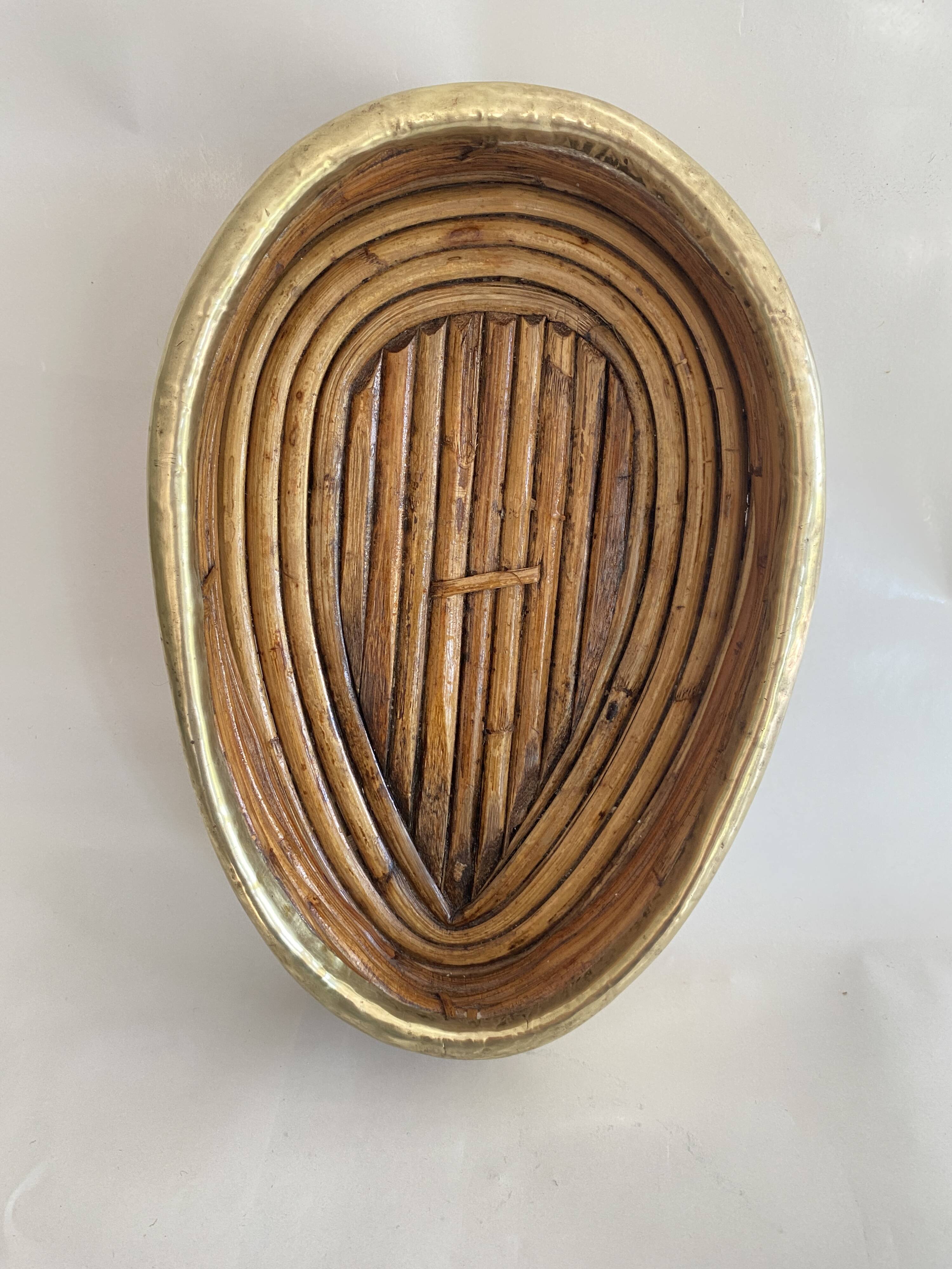 Bamboo and brass basket from the 70s