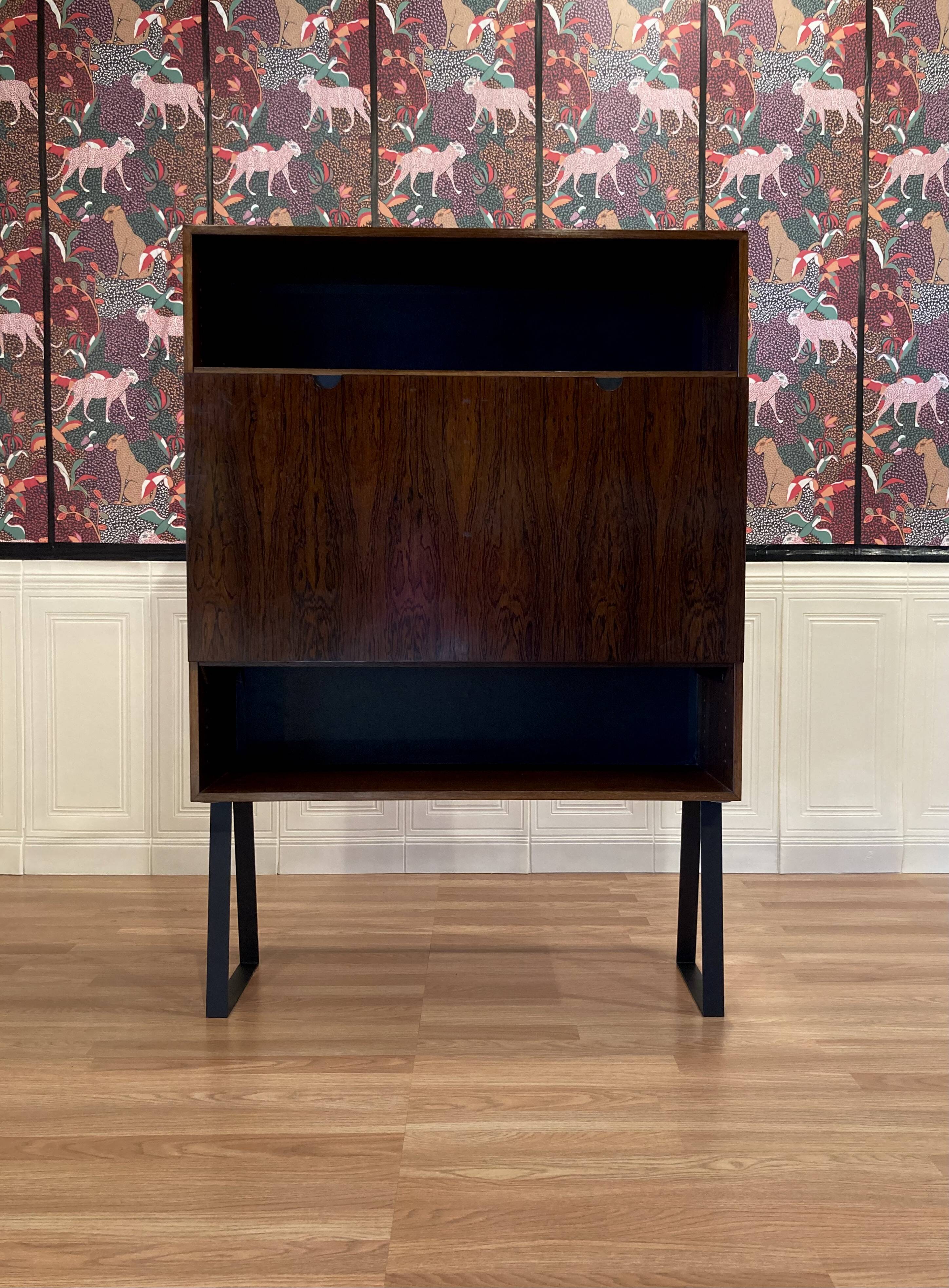 WALL MOUNTED ROSEWOOD DESK SCANDINAVIAN DESIGN.