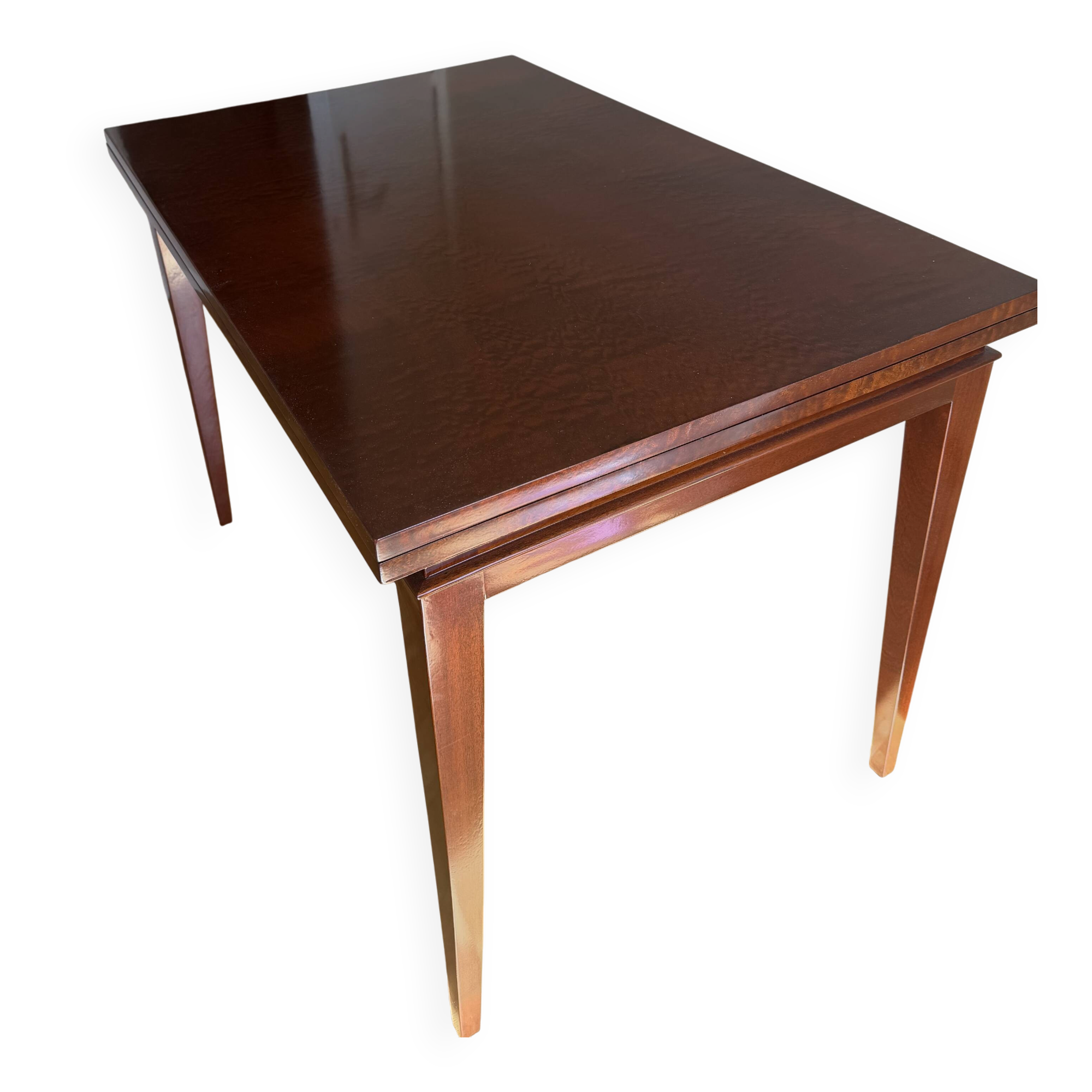 Folding bridge table in solid mahogany – 1950s – professionally restored