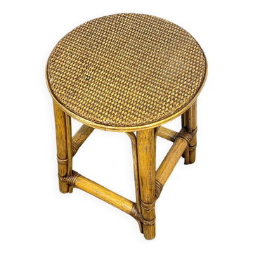 Rattan and cane stool, seaside spirit, mid-20th century.