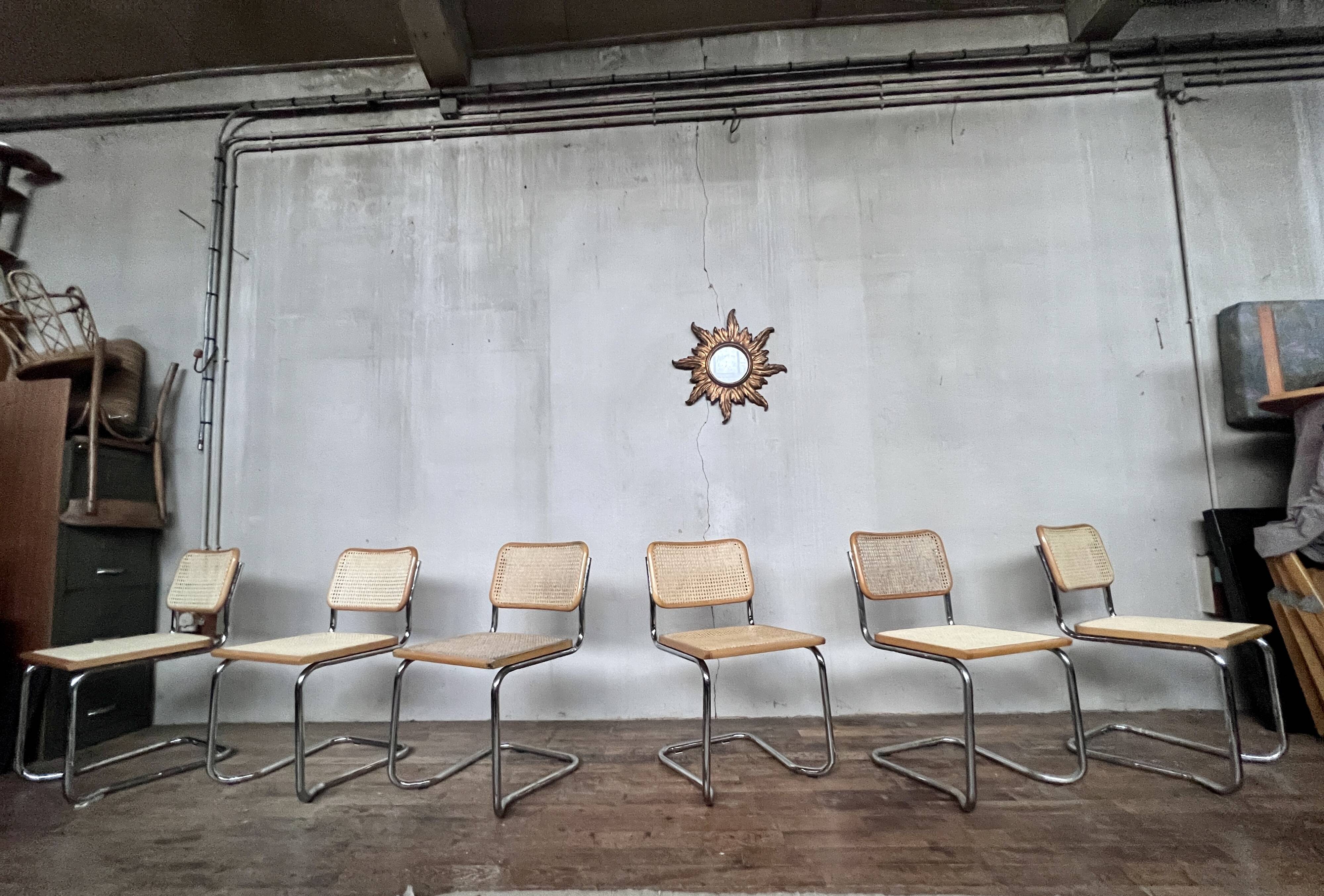 Series of 6 vintage Marcel Breuer style chairs