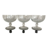 3 vintage coupe glasses in semi-crystal, for champagne or dessert.