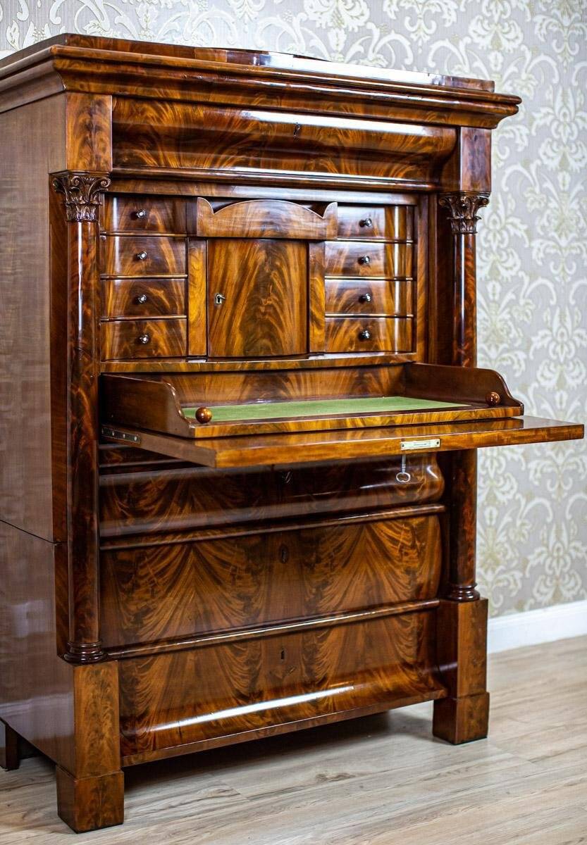 Antique Biedermeier Mahogany Secretary, 1850