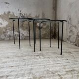 1950s metal and glass nesting coffee tables