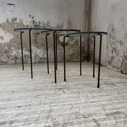 Tables basses gigogne métal et verre années 50