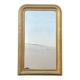 Grand miroir ancien français doré à décor floral peint