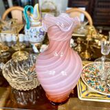 Murano pink and white swirl blown vase 1970