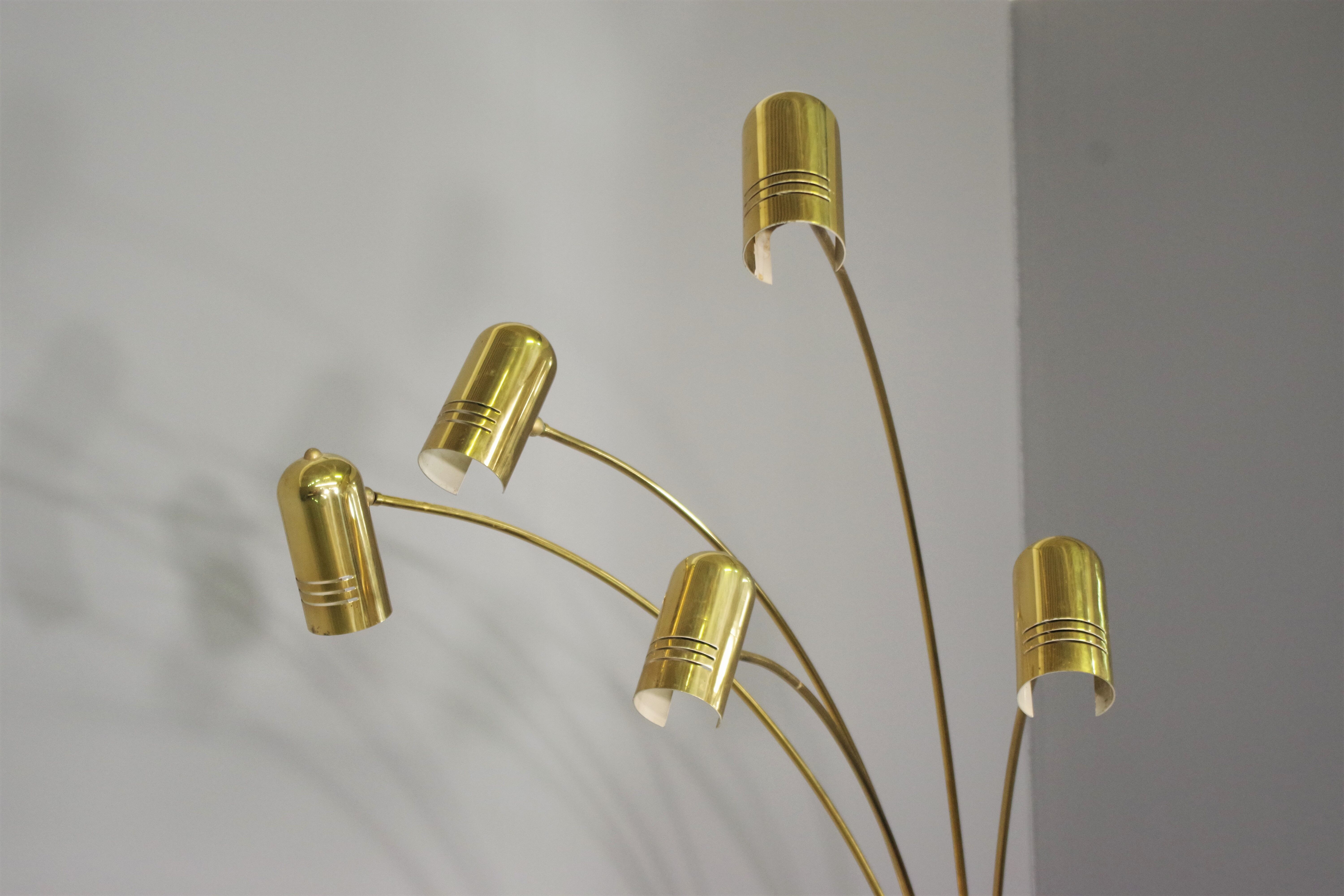 Brass floor chandelier, 70s