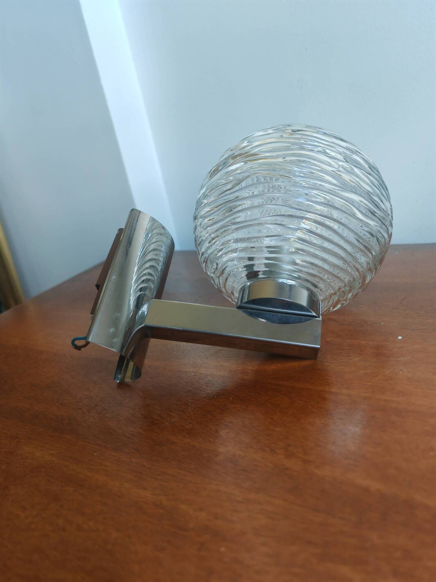 Vintage Space Age wall light 70s – Chrome metal & glass globe