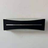 Vintage modernist wall lamp, black, white and chrome, France 1960
