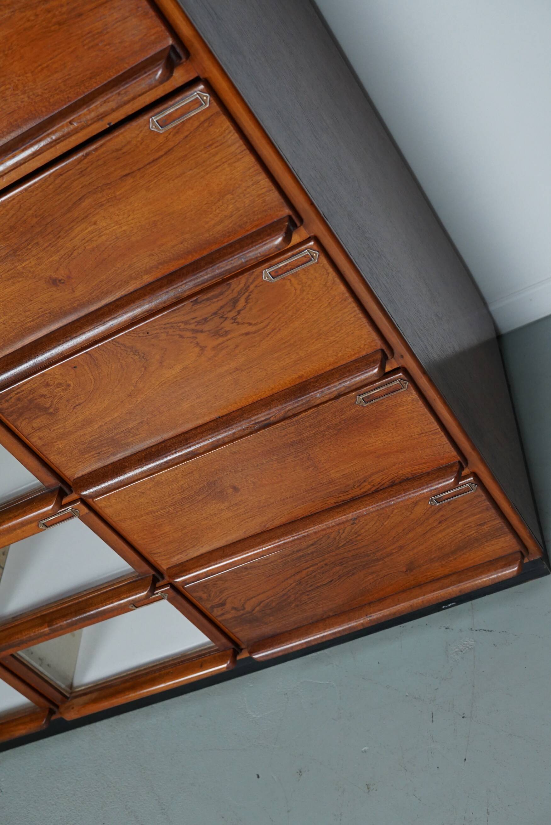 Vintage dutch hardwood haberdashery shop cabinet, 1930s