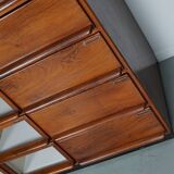 Vintage dutch hardwood haberdashery shop cabinet, 1930s