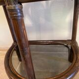 Half moon rattan bedside table