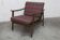 Scandinavian teak armchair, 1960s, demountable, with tartan fabric