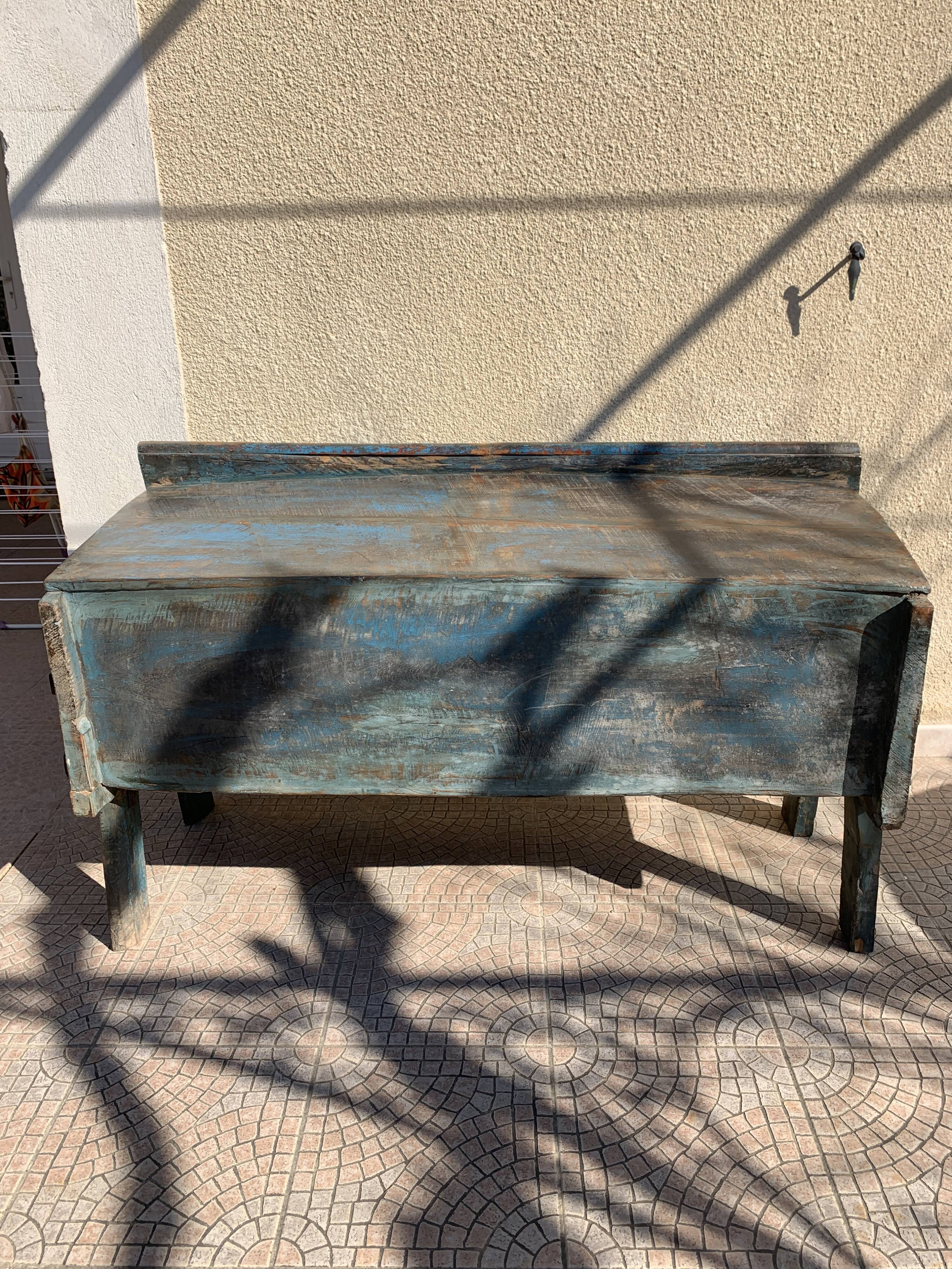 Ancient Indian furniture Damchiya blue