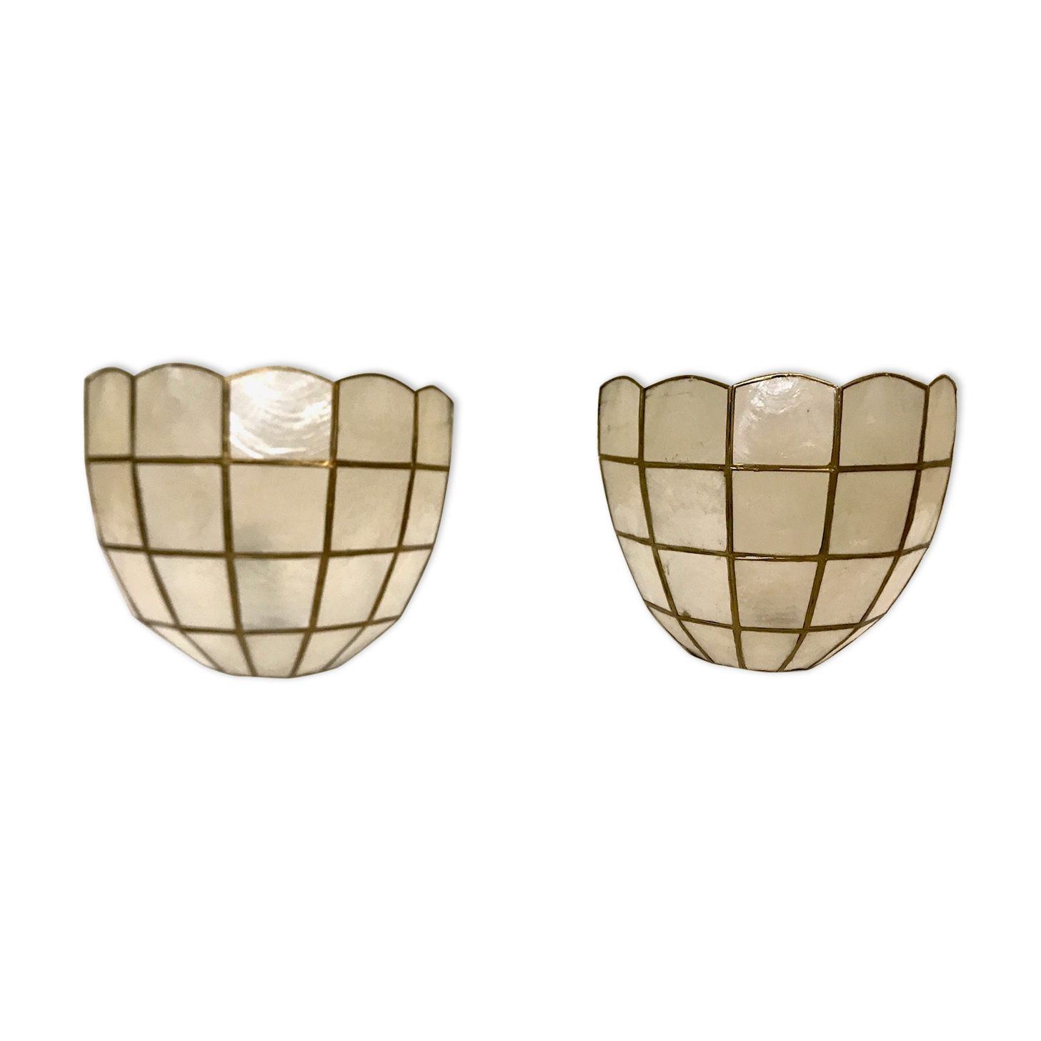 Pair of mother-of-pearl shell sconces