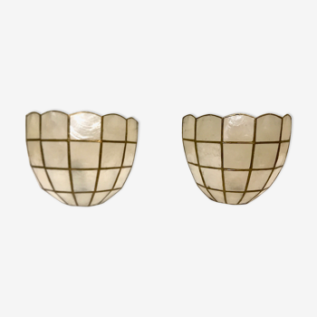 Pair of mother-of-pearl shell sconces