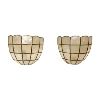 Pair of mother-of-pearl shell sconces