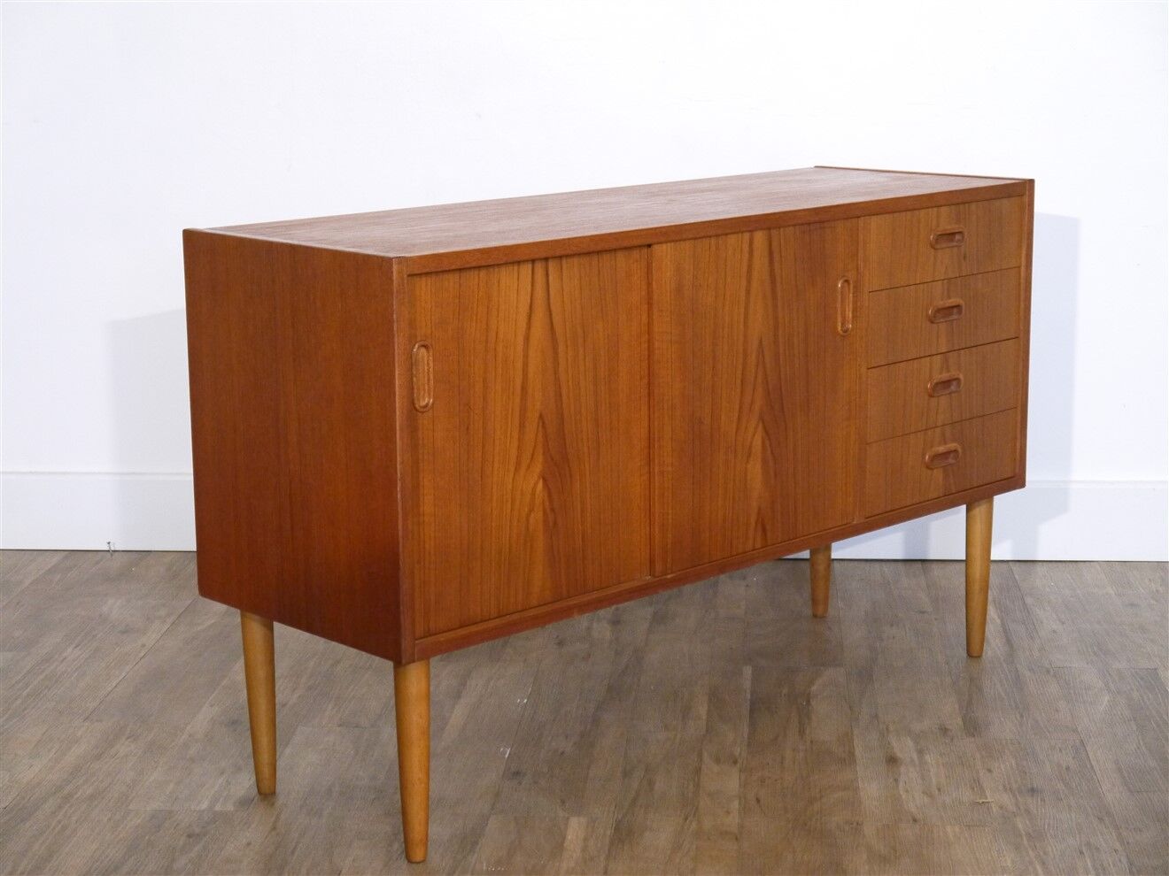 Vintage Scandinavian teak sideboard 120cm