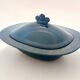 Blue Earthenware "Margherita" Centerpiece by A. Campi for Laveno, Italy