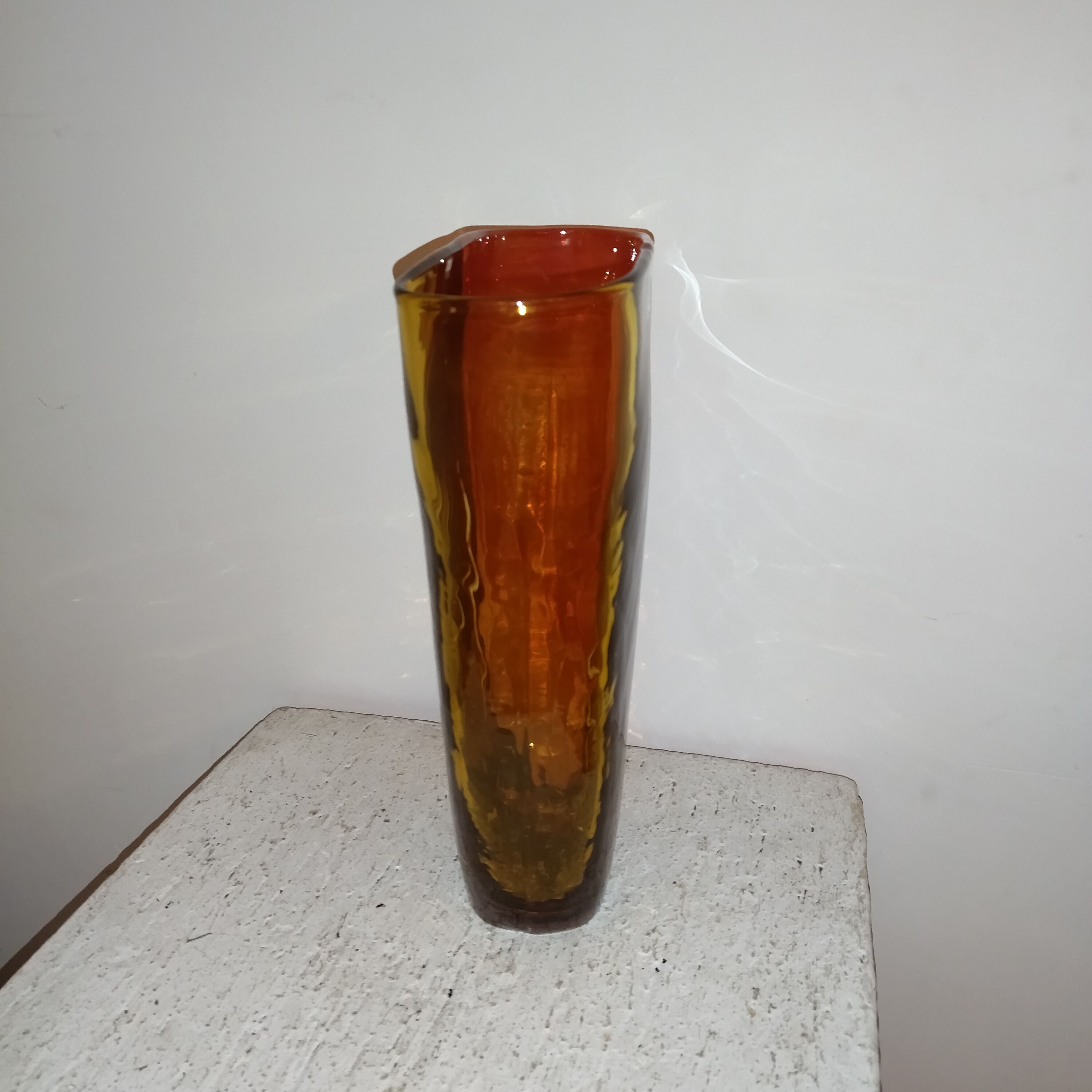 Vase verre soufflé moulé années 80