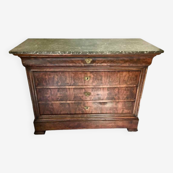 19th century Louis Philippe chest of drawers in Sainte Anne marble and walnut