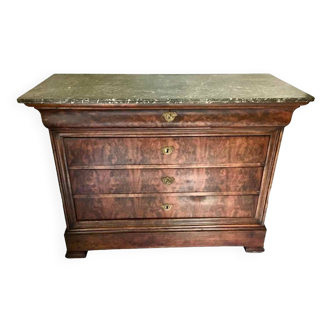 19th century Louis Philippe chest of drawers in Sainte Anne marble and walnut