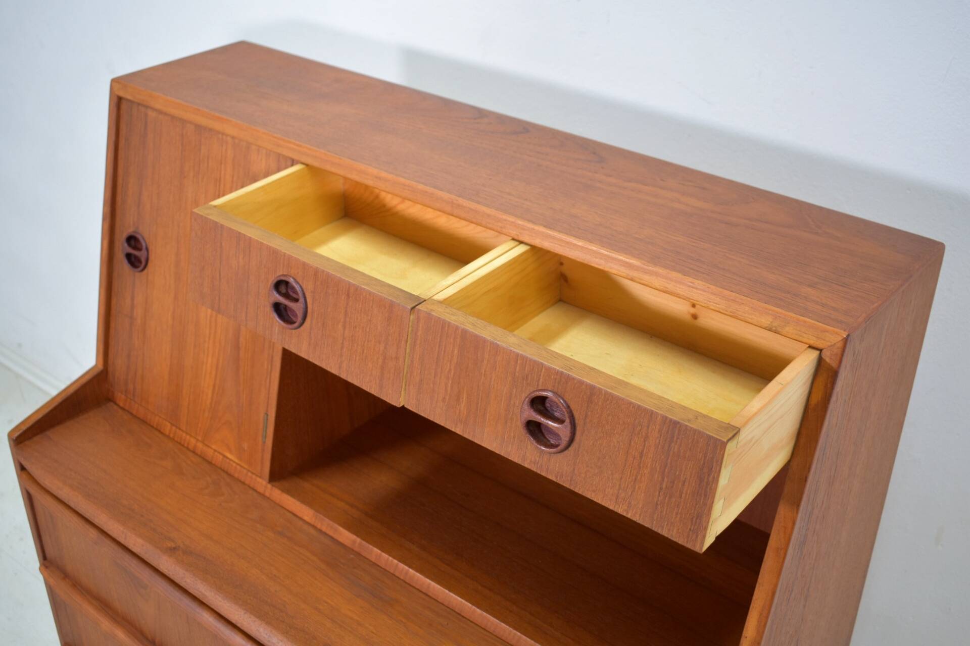 Danish sekretary teak 1960s vintage Scandinavian mid century