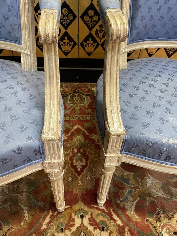 Pair of Louis XVI style cabriolet armchairs