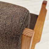 1970s, Danish design, oak wood armchair in furniture wool.