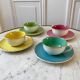 Set of 4 cups Digoin Sarreguemines pastel years 50-60