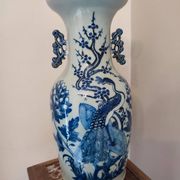 Large Chinese celadon-colored vase with animal and floral decoration, late 19th-early 20th century
