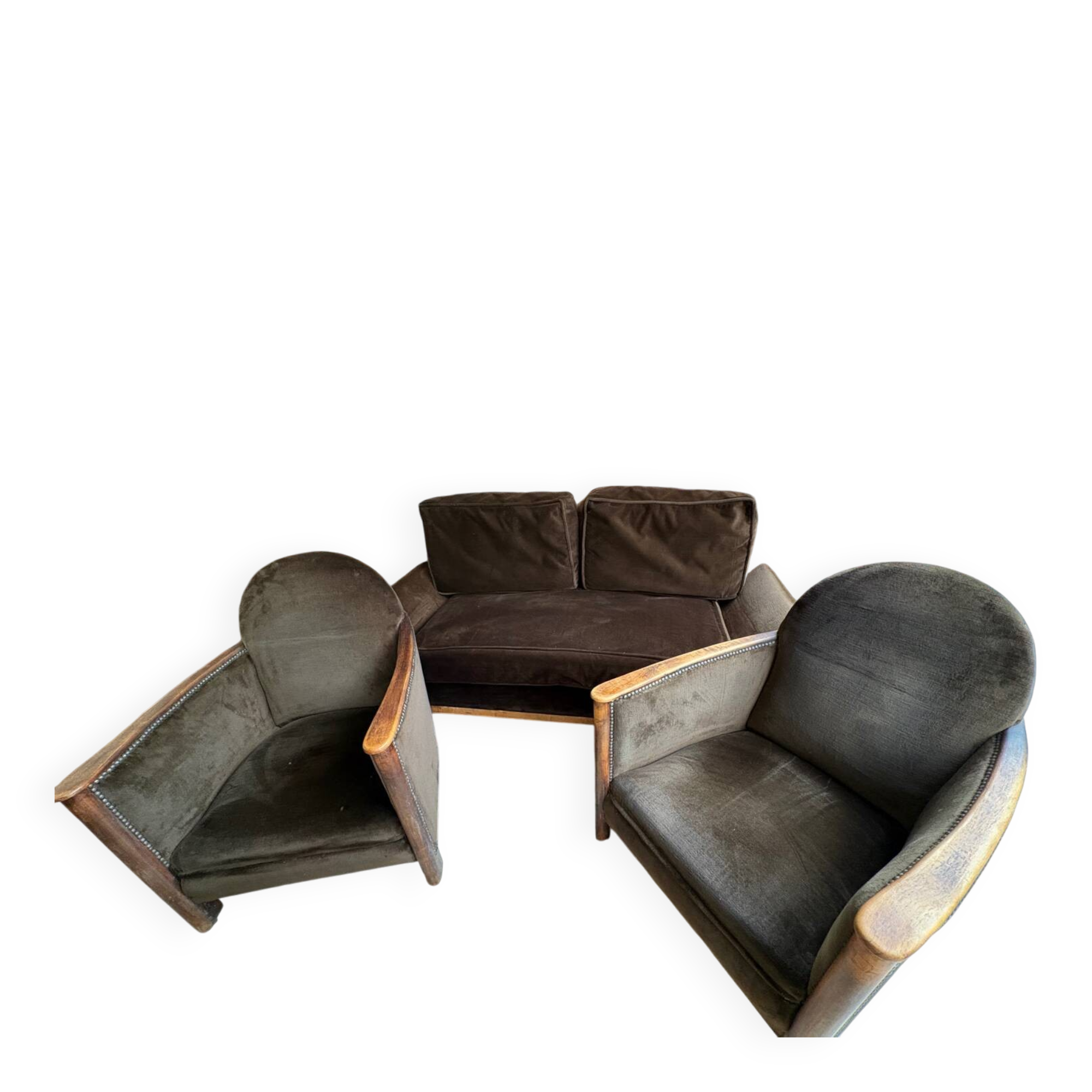 Brown velvet living room