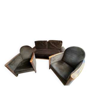 Salon en velours marron